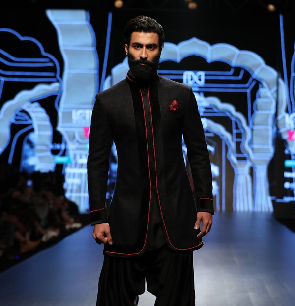 Black Matka Silk Indowestern