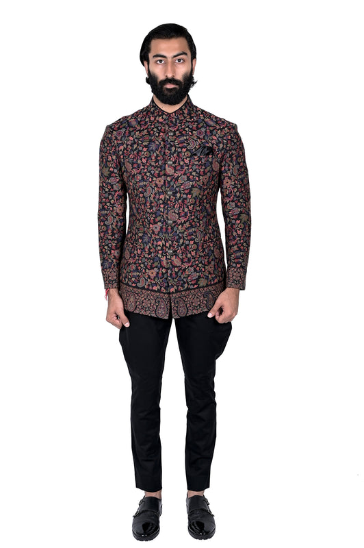 Black Cashmere Jodhpuri Bandhgala