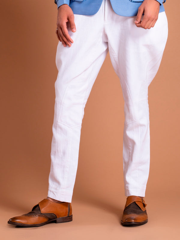 Change Embroidered Cotton Stitched Trousers CLP178 White