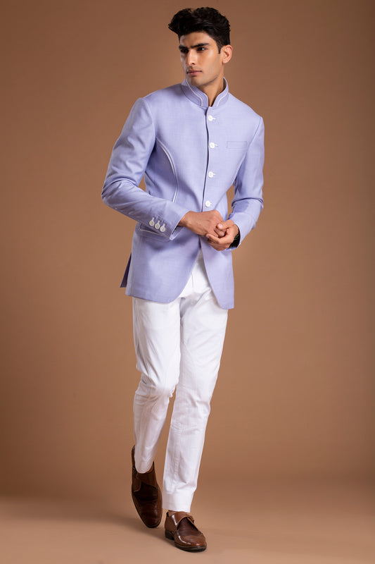 Lavender Linen Jodhpuri Bandhgala