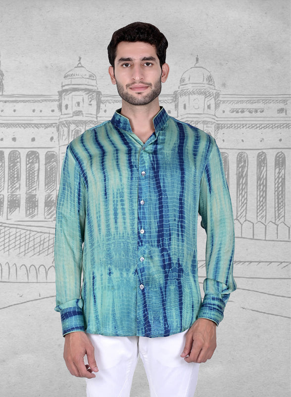 Sage Green Blue Streaks Shirt