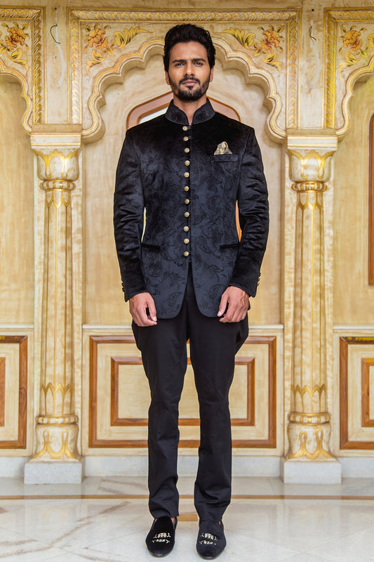 Black Paisley Velvet Jodhpuri