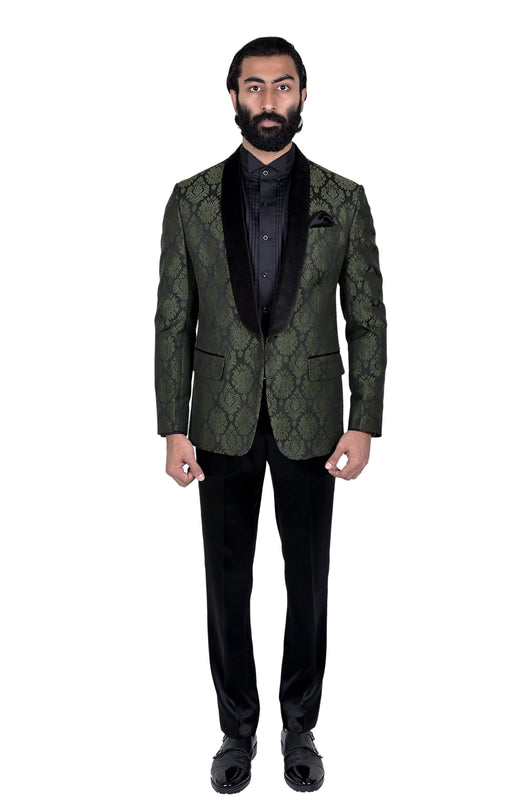 Black & Green Brocade Tuxedo
