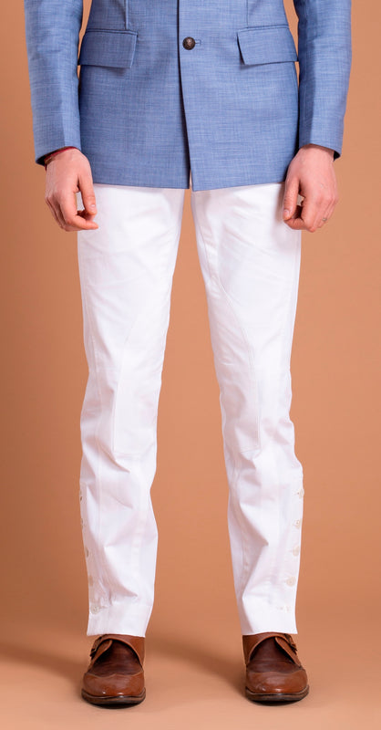 White Cotton Rider w Side Button