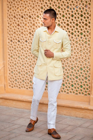 White Slim Fit Cotton Breeches w Side Button